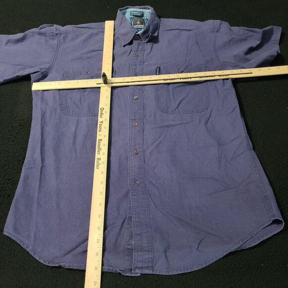 Chaps Ralph Lauren Button Up Mens Shirt Blue Size Medium Cotton Blend Pockets - Picture 3 of 12